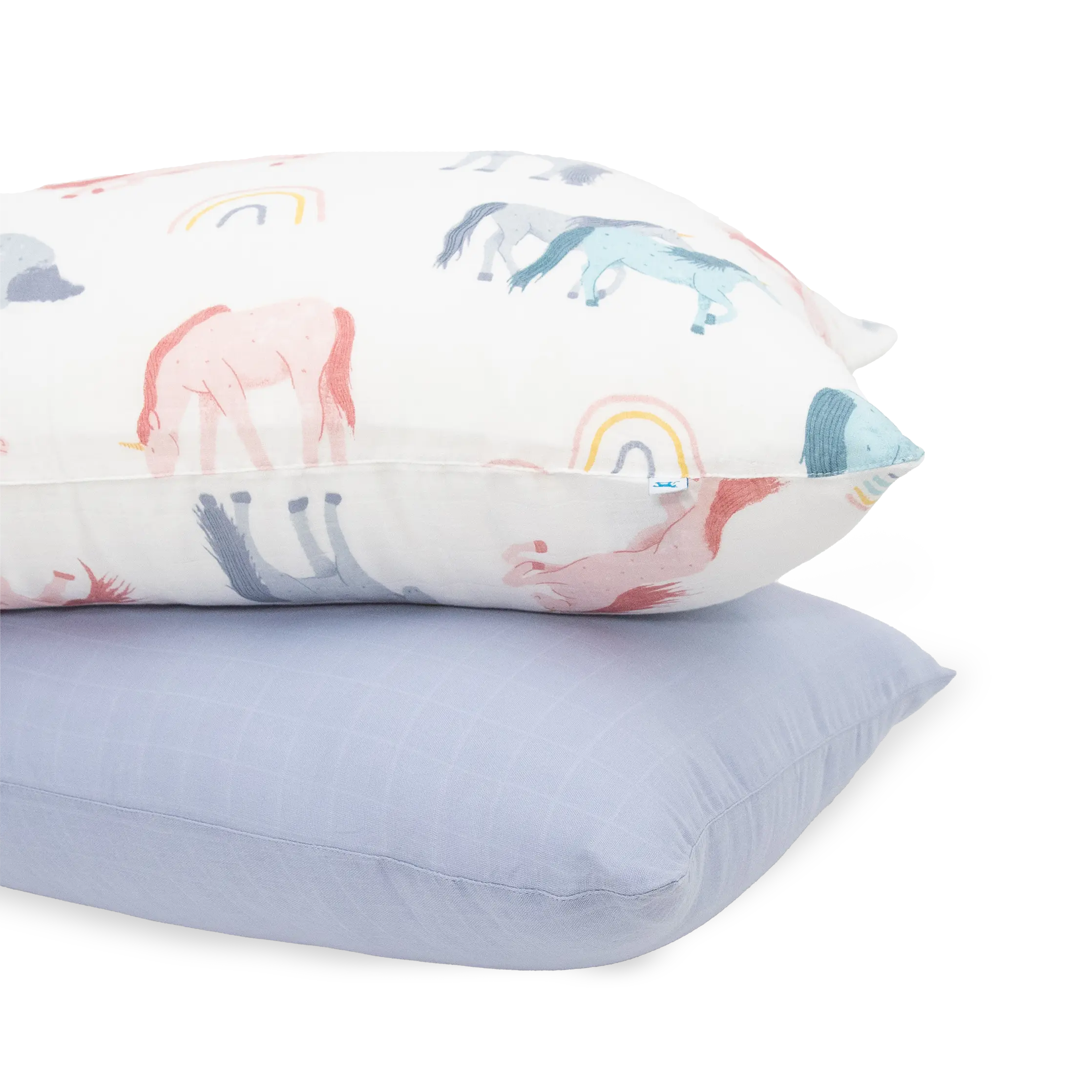 Breathable Cotton Muslin Fabric Pillowcase 2-Pack - Tapered Design, Machine Washable Unicorn Bedding Sets Accessory, Unicorns