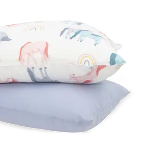 Cotton Muslin Pillowcase 2 Pack - Unicorns