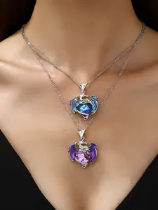 Hot Selling Dragon Ball Charm Love Birthstone Flying Dragon Pendant Ring Multi-Color Alloy Women's Elegant Necklace