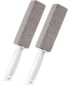 NEW 2025 2 Pack Cleaning Stone with Handle, Gentle Stones Removes Hard Water Rings, Buildups and Rust, Cleaning Toilet, Bathroom, Kitchen, Grill, And Pans (Gray) FALAMON