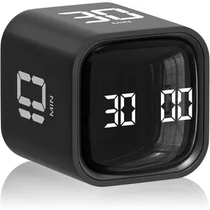 Cube Pomodoro Timer, Desk Productivity Timer 5/10/30/60 Minutes & Custom Countdown, Adjustable & Silent Visual Timer,  Tool Flip Rotating Portable Multi Timers for Study Task Work Kitchen School