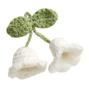 Lily of the Valley Small Crochet Flower Hand Woven Artificial Flowers for DIY Crafts Car Rearview Mirror Hanging Ornament