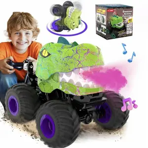 Remote Control Car, 2.4GHz All-Terrain Dinosaur Monster Truck, Interactive RC Truck with Music, 3 Light Effects, 360 Degree Stunts, Perfect Toy Gift