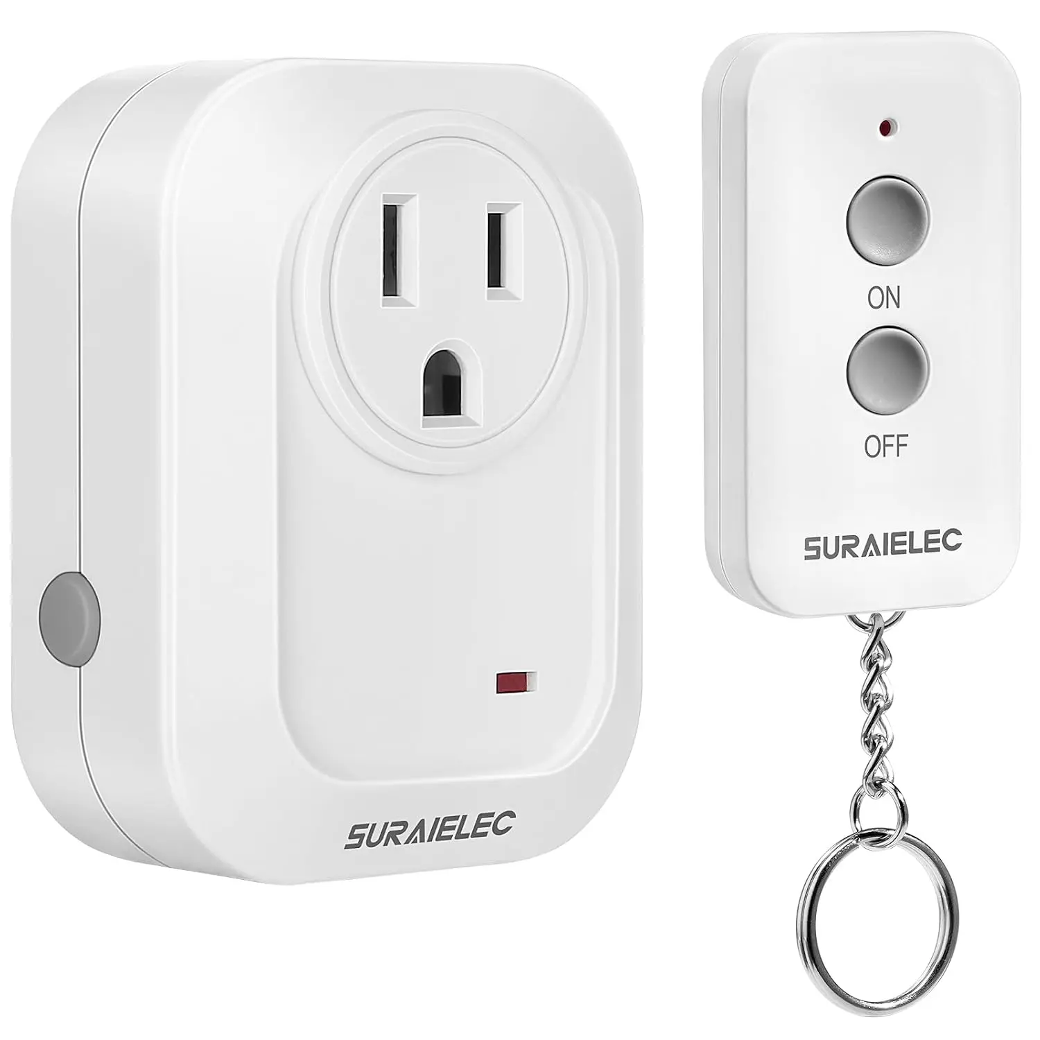 SURAIELEC | Remote Control Outlet Plug, Wireless Light Switch, 100ft RF Range | Plug & Play, No Interference, Expandable Keychain Remote Switch Kit for Lamps, Fans, Christmas Tree Lights, Small Appliances