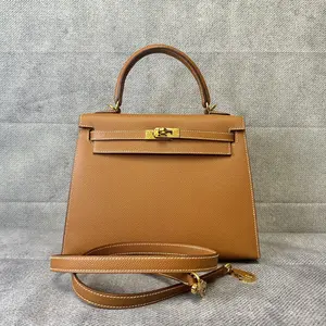 Pre-owned HERMÈS Leather tote bags Hermes Kelly 25 Epsom Brown (lb122225a6)