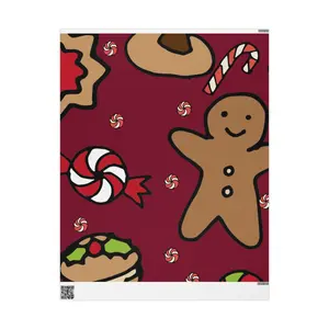 GingerBread Man Wrapping Paper, Christmas Gift Wrap, Holiday Decor, Cookie and Candy Design, Wrapping Supplies for Parties, Seasonal Celebrations