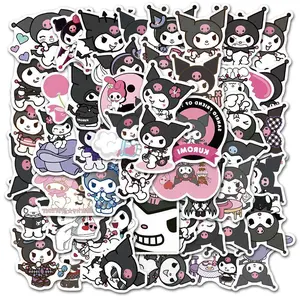 Sanrio Authentic 50-Piece Kuromi Cartoon Sticker Bundle, Trendy Dark Cute Pattern Decals, Lovely Decor Accessories for Drink Cups, Notebooks and Teen Daily Personalization