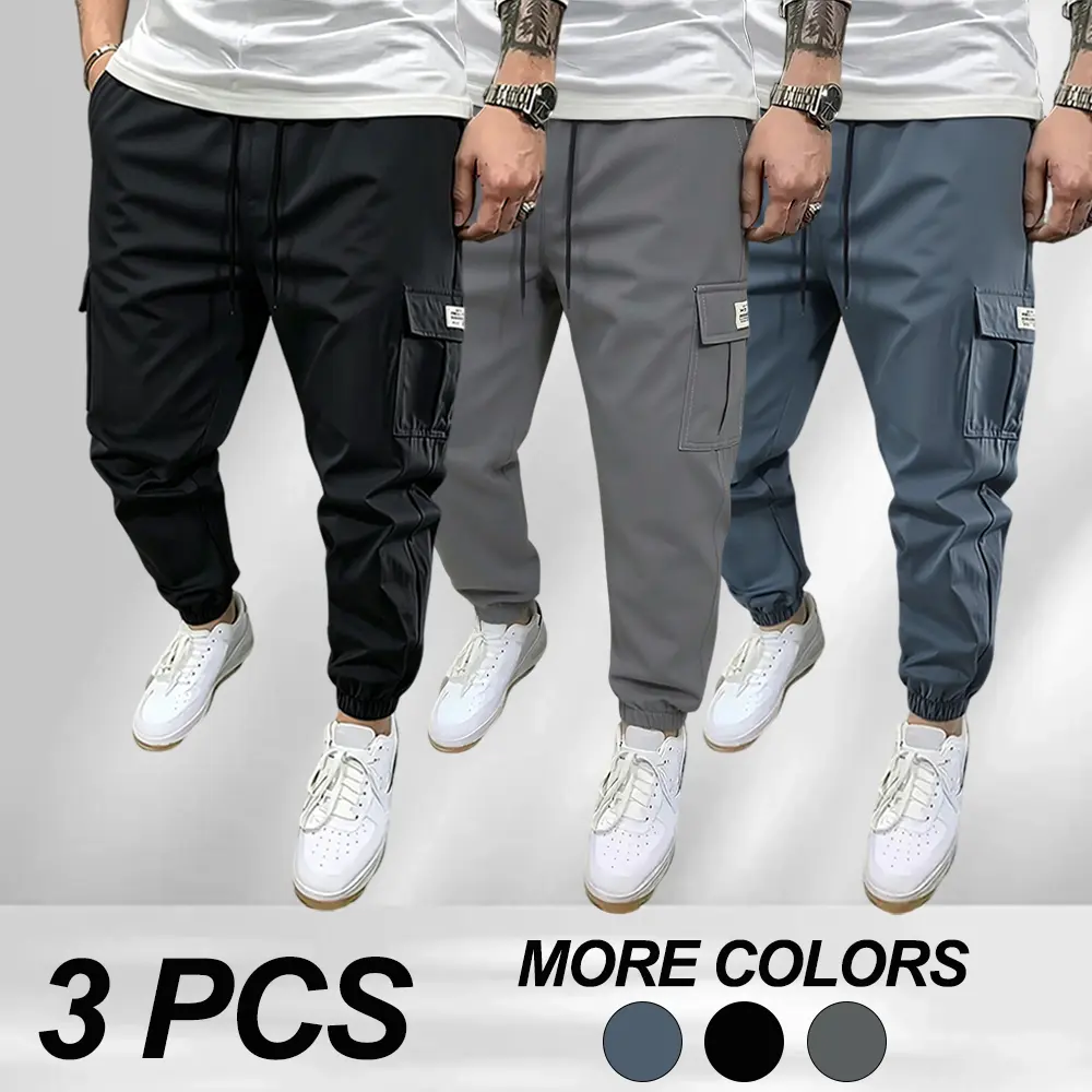 Men’s New Fashion 3-Pack Cargo Pants — 3D cargo pockets, tactical pants, all-season jogger work pants suitable for gifting during holidays, everyday work, and outdoor sports