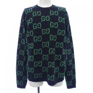 Pre-owned GUCCI Cotton Small Leather Goods GG Wool Jacquard Sweater