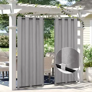 Easy-Going Linen Look Outdoor Curtains-Waterproof Windproof, Soft Thicken for Privacy. Grommet Top and Tab Bottom Drape, 1 Panel, 54x84 in, Grey - For Patio, Gazebo