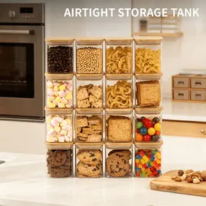 2/4/6/12pcs 400ML Square Clear Glass Airtight Sealed Jars Set, Kitchen Food Storage Containers, Biscuit Jar, Sugar Jar, Coffee Storage, Snack Organizer