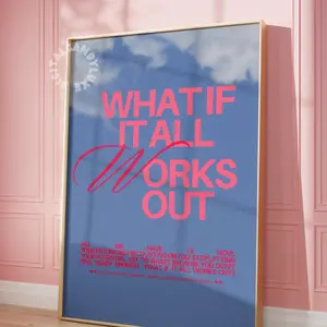 Wall Art Prints What If It All Works Out Retro Aesthetic Wall Prints Trendy Art Pink Preppy Affirmation Digital Prints, No Frame