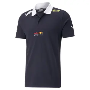 PUMA Mens Red Bull Racing Sergio Perez Logo Short Sleeve Shirt Athletic Casual  - Black