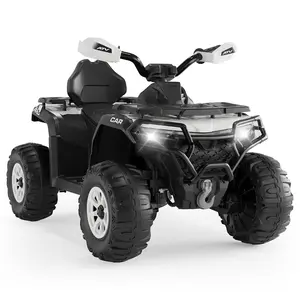 Gaomon Black 12V Remote-Controlled Kids' Electric ATV Remote Control Kart, Outdoor Ride-On Toy with LED Lights, Bluetooth, Dual 45W Motors, 3-Speed Functionality