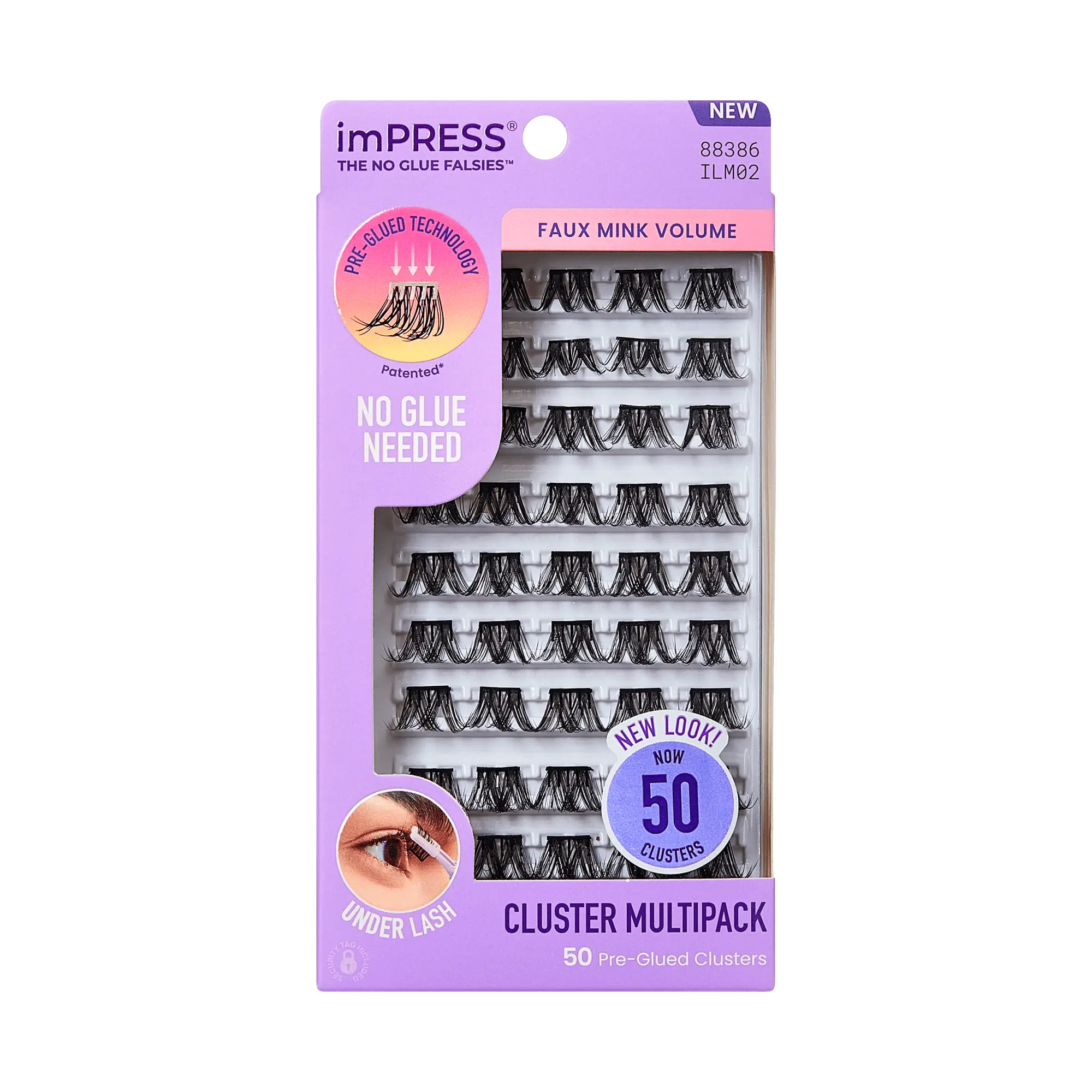 Impress Falsies Pre-Glued False Eyelashes Multipack - Faux Mink Volume | 50 Lash Clusters, 12mm-16mm Impress Falsies Pre-Glued False Eyelashes Multipack - Faux Mink Volume | 50 Lash Clusters, 12mm-16mm