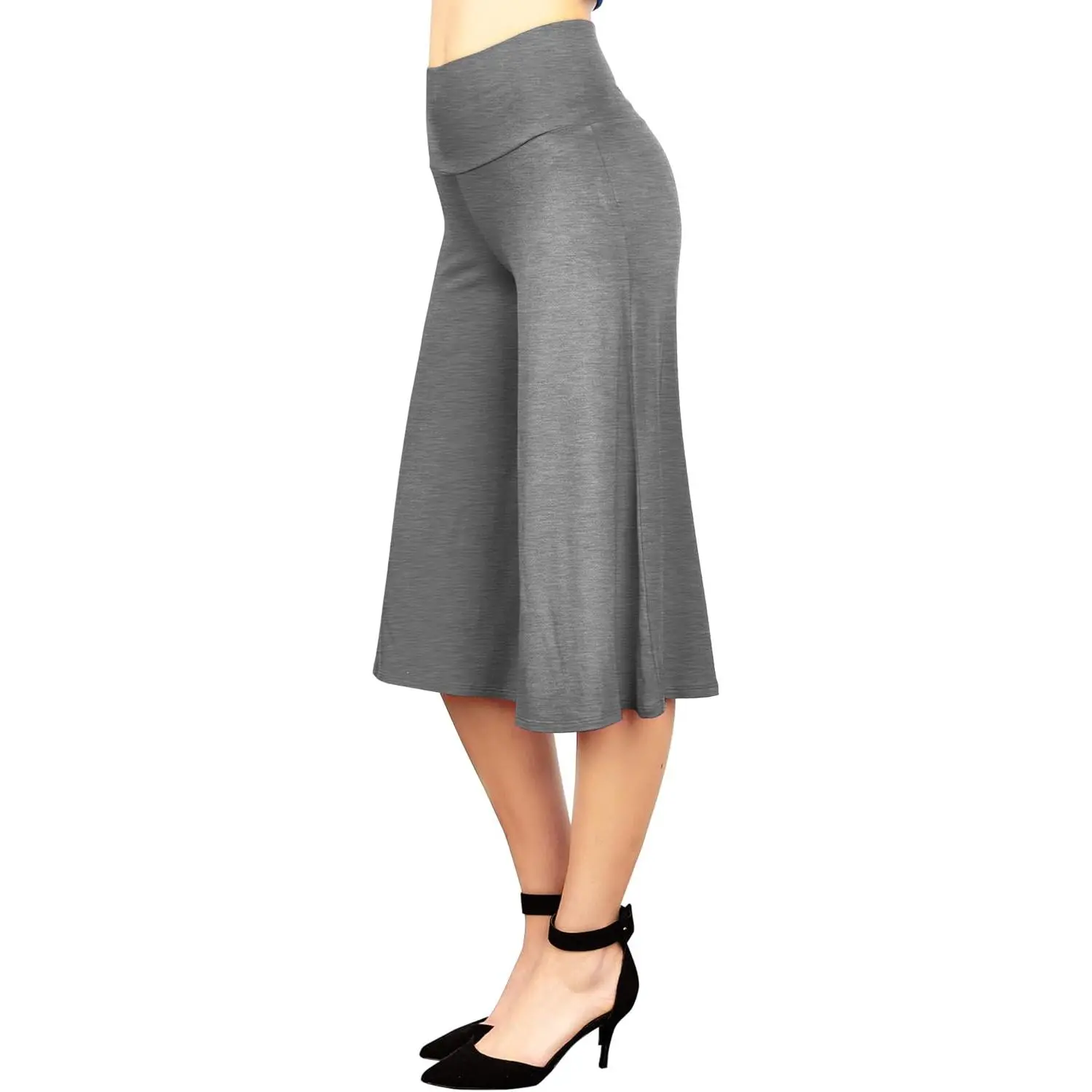 Women's High-Waisted Tie-Dye Printed Wide-Leg Culottes - Soft Stretch Knit Multi-Size Bottoms, Light Flowy Cropped Capri Pants for Casual Summer Wear, Gentle Cold Machine Wash, Bottom