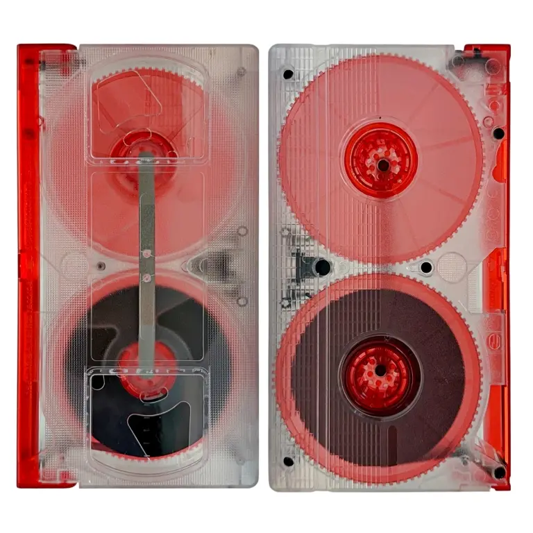 Clear VHS Tape Shell w/Transparent Red Dust Cover & Spools and T-130 Tape