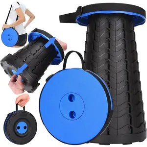 Upgraded Collapsible Stool, 400lbs Max Weight, Lightweight But Sturdy, Portable Retractable Folding Telescoping Foldable Camping Stool for Adults Outdoor Fishing Hiking BBQ