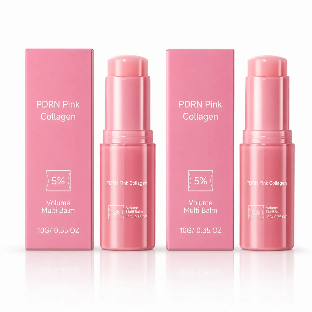 PDRN Pink Collagen Volume Multi Balm Stick with Volufiline & NAD, All-in-One Korean Skincare Balm for Lips, Under-Eyes, Neck & Smile Lines, Moisturizing, Firming and Fine Line Care