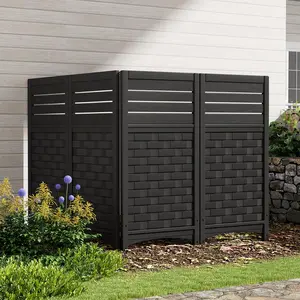 KINYING Air Conditioner Fence Privacy Screen,4 Panels Pool Equipment Trash Can Enclosure Screen for Outdoor,Resin Fence Panels Kit,45" (H) x 22" (W) Per Panel, White