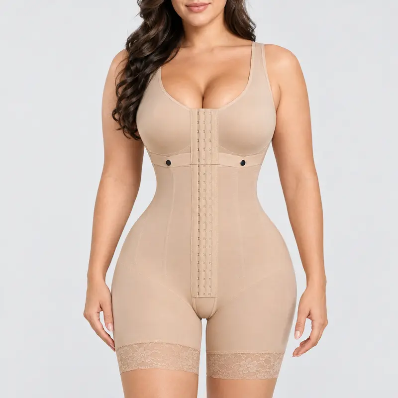 COOSHAPE Women's Colombian Compression Bodysuit, Full Body Shapewear with Bra Pads & Tummy Smoothing Design, Plus Size Shapewear Bodysuit For Women