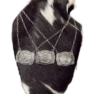 Belt Buckle Letter Necklace - Personalized Alphabet A B C Design Chain Jewelry Accessory