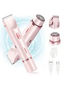 2 In 1 Rechargeable Bikini Trimmer IPX7 Waterproof 400mAh Lithium Battery Dry & Wet Use for Men Women Body Hair Removal USB Rechargeable Multi-Purpose Facial Tools Hair Trimmer Valentine's Day Gifts