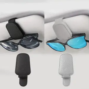 Magnetic Leather Car Sun Visor Glasses Clip 2-in-1 Sunglasses Holder & Ticket Card Stand for Secure Storage Non-Fall-Off Design Durable Materials