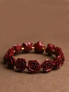 Cinnabar Rose Elastic Bracelet New Fashion Women Bracelet Jewelry Gift