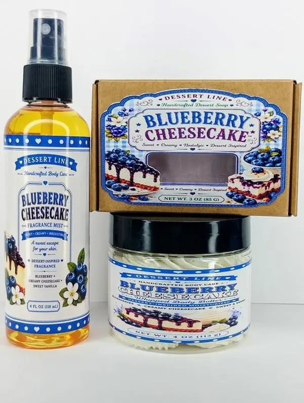 Blueberry Cheesecake Scented Moisturizing Body Care Ritual Multi-Pack Set, Suitable for All Skin Types