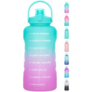 HydroPal 1 Gallon Water Bottles with Straw, 128 oz / 3.8L Water Bottle BPA Free Innovative 2-IN-1 Lid Gym Bottle with Times to Drink Motivational Drinkware Tumbler Containers