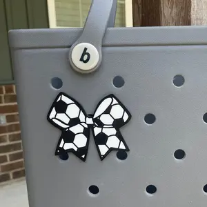 Soccer Bow Ribbon Bag Charm