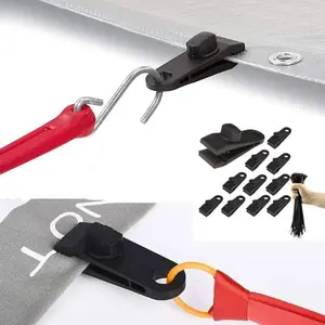 17Pcs Upgrade Heavy Duty Tarp Clips With 100Pcs Zip Ties - Lock Grip Clamps for Camping, Fasteners, Linoleum, Awning, Pool Cover, Caravan Canopies, Car