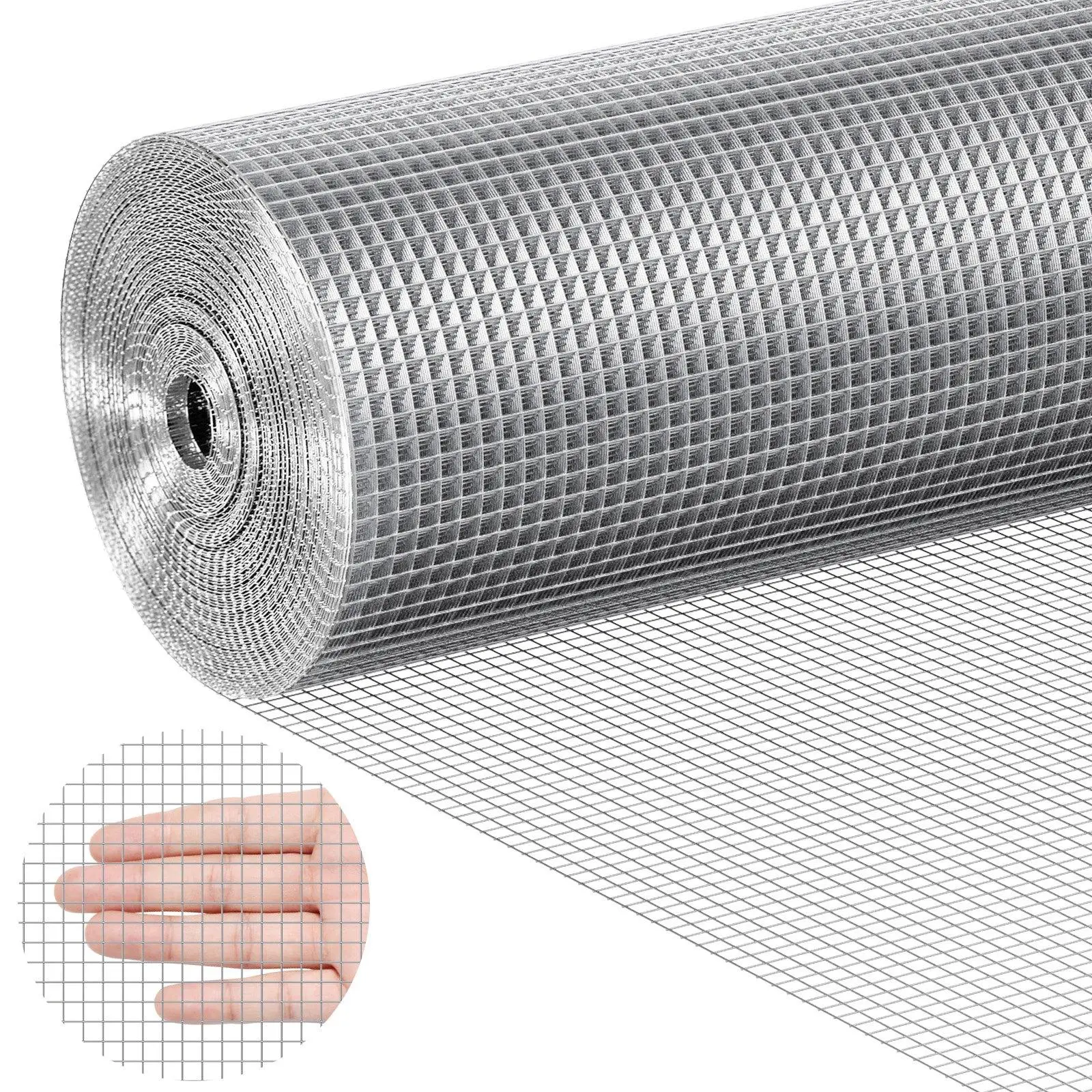 1/4 Inch Mesh 48in x 100ft Hardware Cloth, 23 Gauge Hot Dipped Galvanized Wire Mesh Roll, Heavy-Duty Welded Metal Fencing, Rust-Proof Garden Wire Screen, Versatile Animal Barrier for Rabbit Cages, Chicken Coops & Tiny Rodent Control