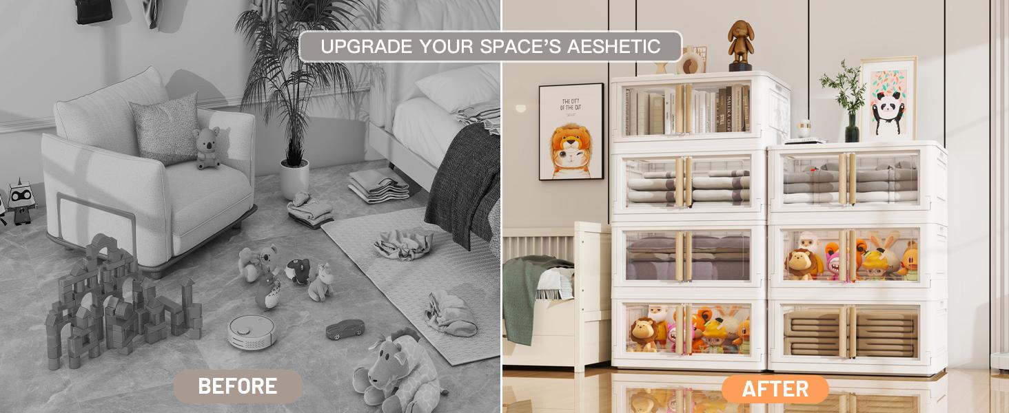 【Clearance】KHNR 3/4/5 Pack StackablStorage Bins with Lids, Plastic White Closet Organizers&Storage Drawer,Folding Storage Boxes with Wheels,Dual Open Collapsible Storage Boxes for living Room,Dorm,Office,Kitchen