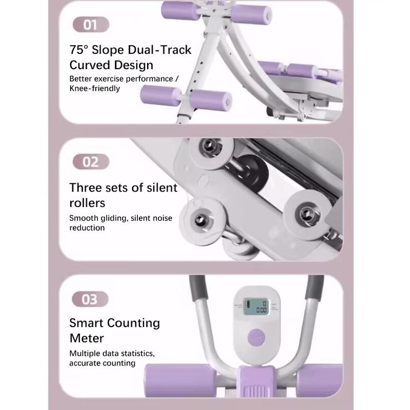 FURICA Adjustable AB Trainer with LCD Monitor Foldable Core Workout Machine for Arms Legs & Buttocks Shaping Home Fitness Equipment 8-Level Height 3-Level Incline Automatic Tracking