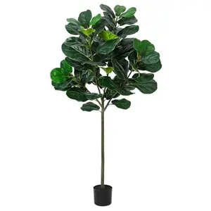GARVEE 5.2 Ft Artificial Fiddle Leaf Fig Tree - Lifelike Faux Ficus Lyrata Plant with 62 Leaves, Perfect for Indoor Living Room, Office Decor, or Housewarming Gift, Comes with Pot for Easy Display