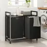 Kitstorack Laundry Basket Organizer, Laundry Hamper with Shelf & 2 Pull-Out Removable Bags, Dirty Clothes Hamper Organizer for Laundry Room Bathroom and Dorm, 2 x 11.8 gallons (44.5L)