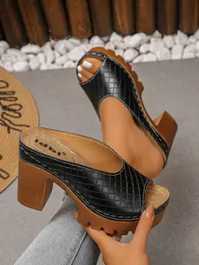 Women's Waterproof Platform Open Toe Sandals, Size 35-43, Summer Slippers, Casual Breathable PU Leather, Thick Sole, Anti-Slip Fish Mouth Shoes, Bohemian Style Sandals