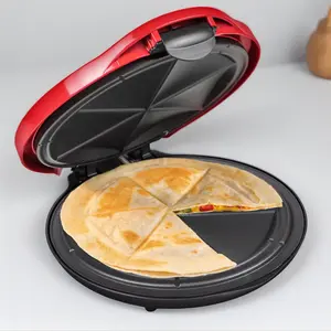 Taco Tuesday Deluxe 10-Inch 6-Wedge Electric Quesadilla Maker with Extra Stuffing Latch