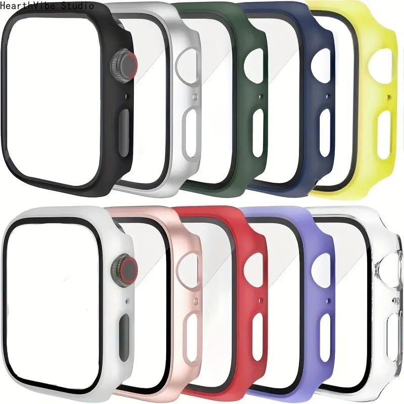 10pcs Watch Screen Protectors for Apple Watch Series SE3/SE2/SE/6/5/4 • Lightweight PC Frame with Tempered Glass Film • iWatch 40mm • 10 Colors • Gift for Boys and Girls