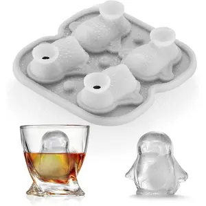 Penguins  Tray Fun Shapes, Odd Novelty Cute  Gifts, 2.2" Large   Ice Mold for ,,Brandy, w/Funne
