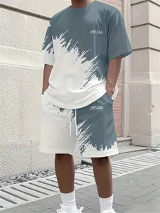 Men's Casual Sport Set, Breathable Outdoor Tee and Shorts, 3D Print, Summer Fashion, Round Neck, Tropical Style, Perfect for Travel and Fitness