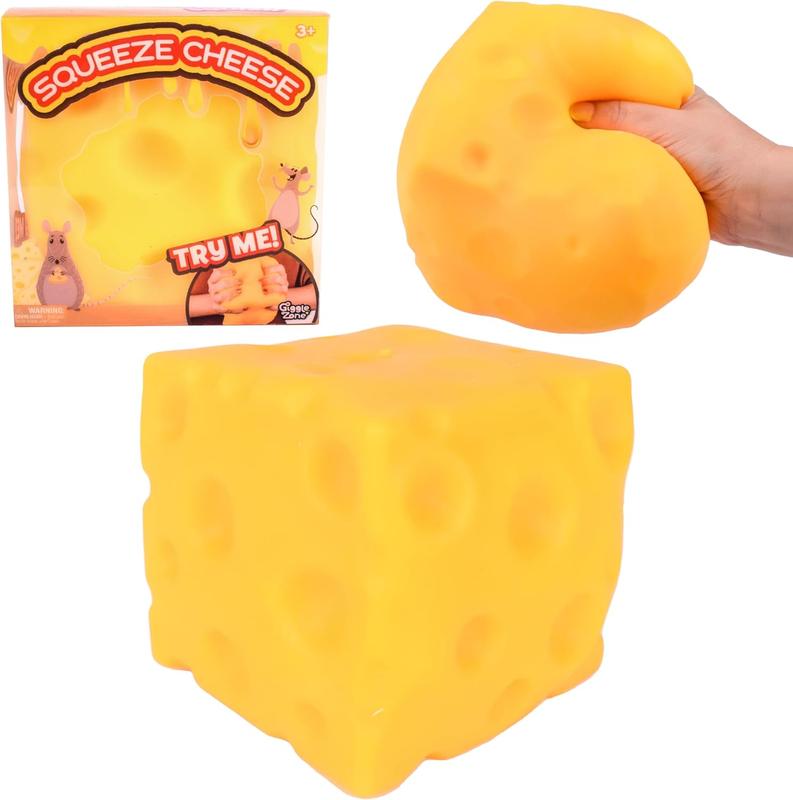 Squishy Cheese Block - Yellow, moldable fidget Toy with Squeeze Feature, Ideal for Play and Relaxation