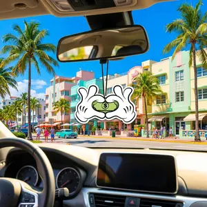 Cartoon Hand with Cash Scented Car Air Freshener | Hanging Car Decor Ornament | Cool Car Accessory for Men & Women | Long Lasting Scent