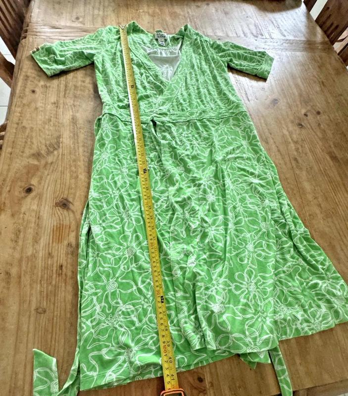 Lilly Pulitzer White Tag Vintage Green & White Wrap Dress Flowers Sz M