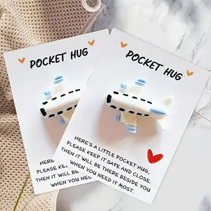 Emotional Support Pocket Hug Card with Mini Airplane, 2 Counts/set Mini Airplane in Pocket Hug Card, Party Gift for Friends & Teens, Positive Message Card