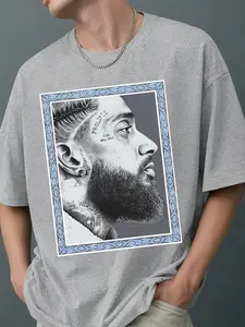 Icy Blue Retro Streetwear Tee, Wolf Grey Inspired Graphic Shirt, Urban Sneaker Culture Unisex T-Shirt