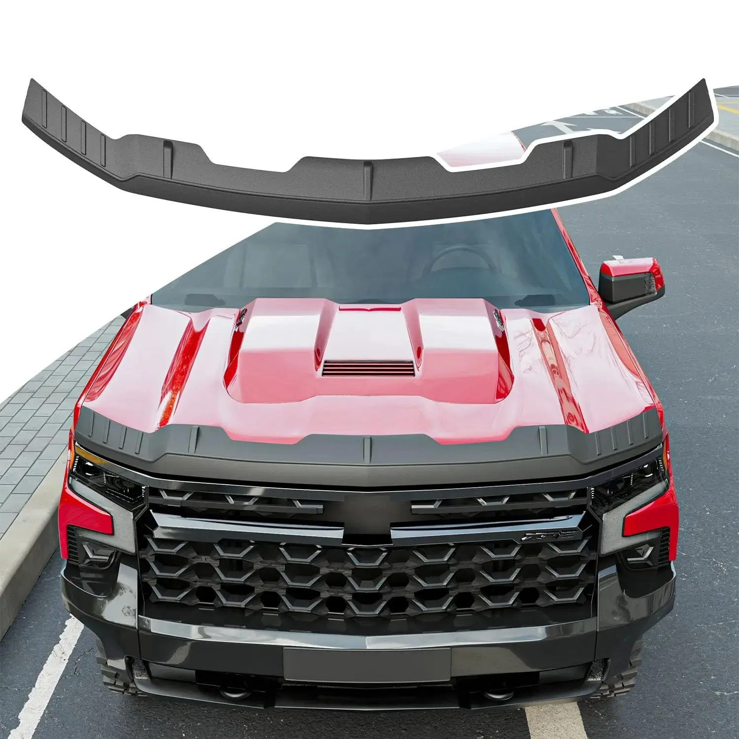 Hood Protector Compatible With 2019-2024 Chevy Silverado 1500 Shield Tpe Front Deflector Replacement For 2019 2020 2021 2022 2023 2024 Accessories