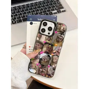 Expression 1pc Monkey Pattern Design TPU Soft Edge Mobile Phone Protective Case Compatible With IPhone13/15/14/13/12/11/16 Waterproof Shockproof Anti-Fall Scratch Resistant